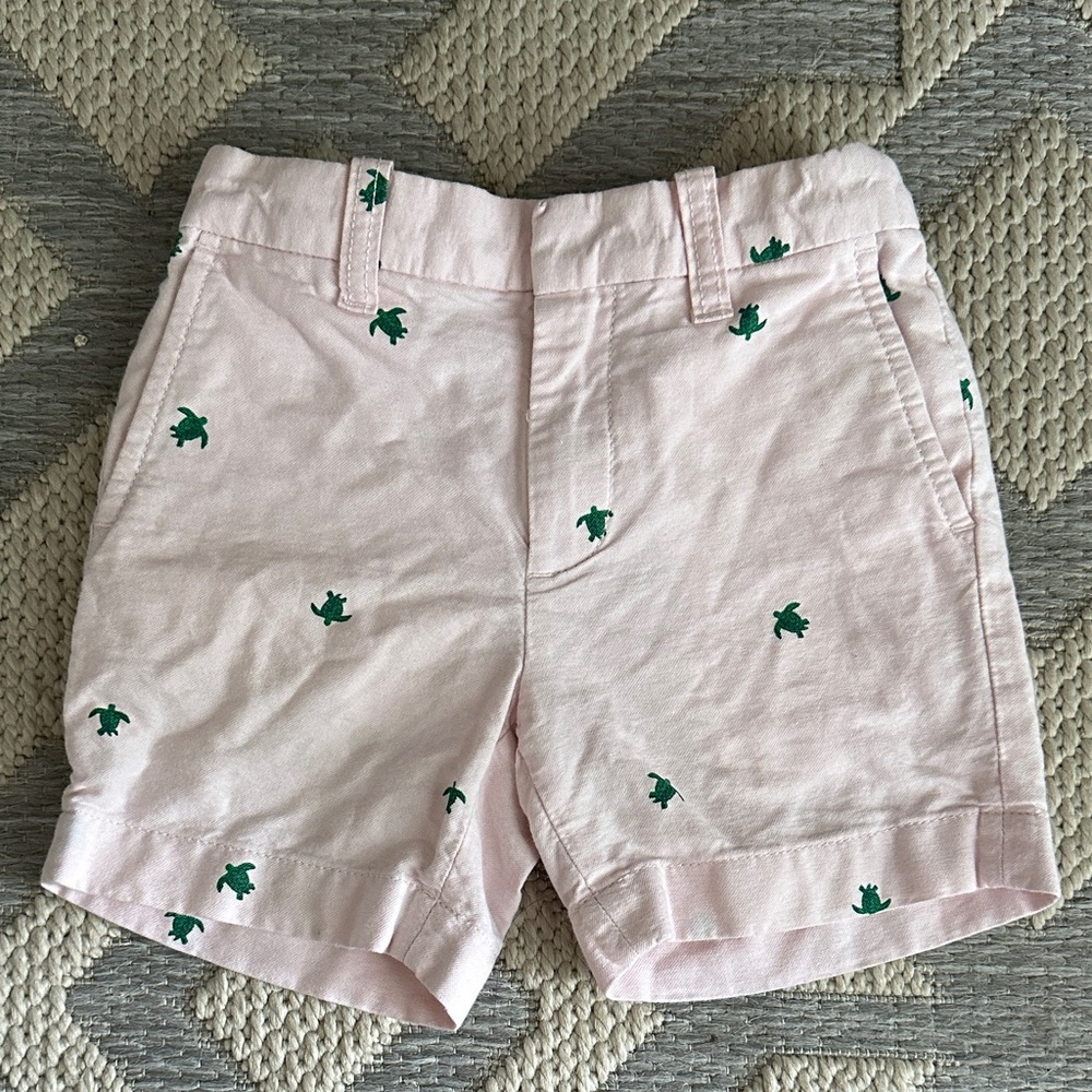 Crewcuts Pink Shorts with Green Turtle Print